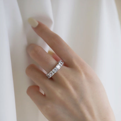 [baslovejewels]Elegant Princess Cut Tennis Ring