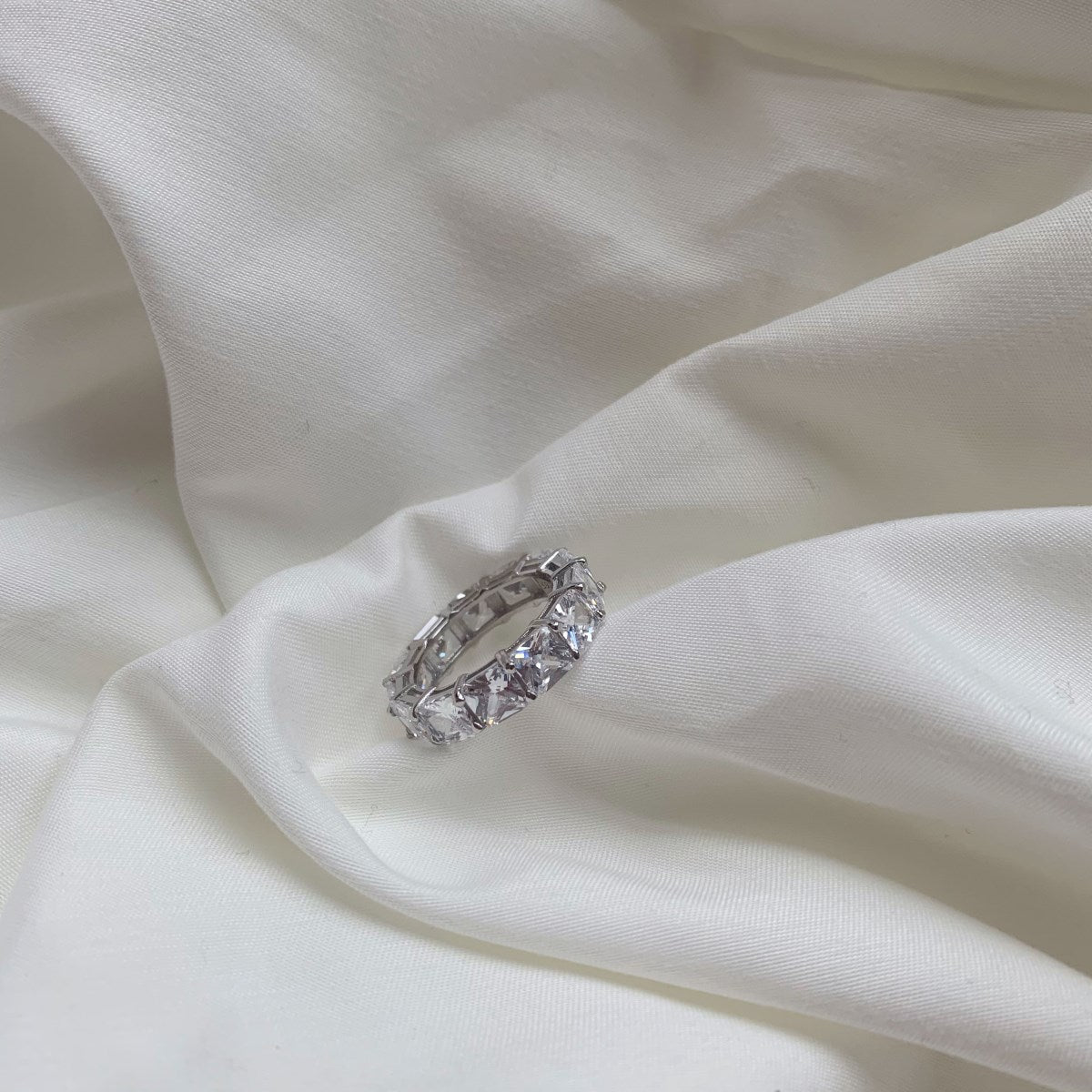 [baslovejewels]Elegant Princess Cut Tennis Ring