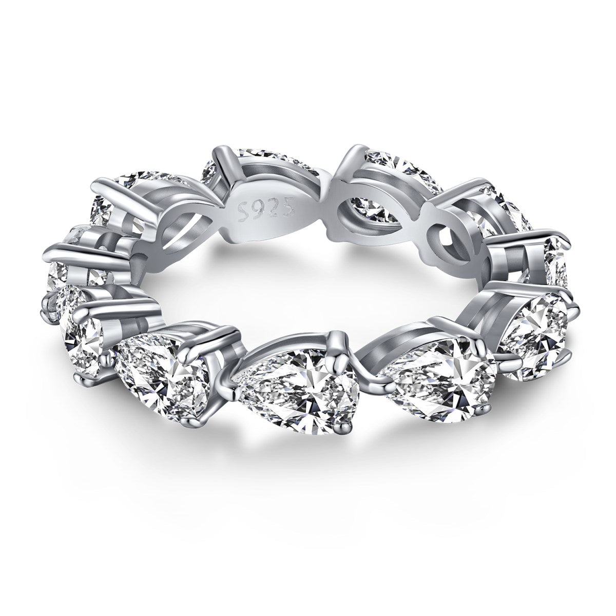 [baslovejewels]Exquisite Pear Cut Tennis Ring