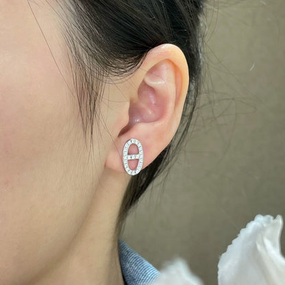 [baslovejewels]HM FULL DIAMOND PIG NOSE STUD EARRINGS