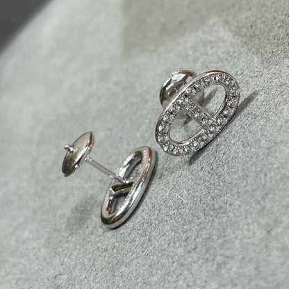 [baslovejewels]HM FULL DIAMOND PIG NOSE STUD EARRINGS