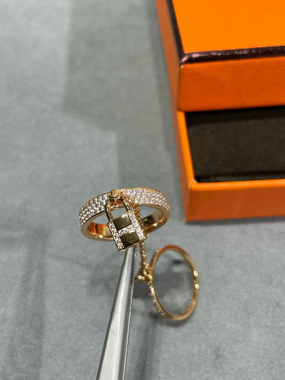 [baslovejewels]HM KELLY CLOCHETTE DOUBLE RING IN  WITH DIAMONDS