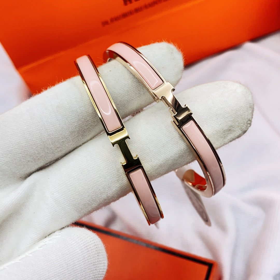 [baslovejewels]CLASSIC HM CLIC  PINK 8MM ENAMEL BRACELET