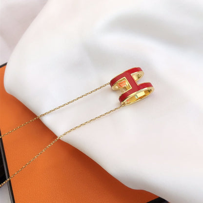 [baslovejewels]HM CLIC RED ENAMEL GOLD NECKLACE