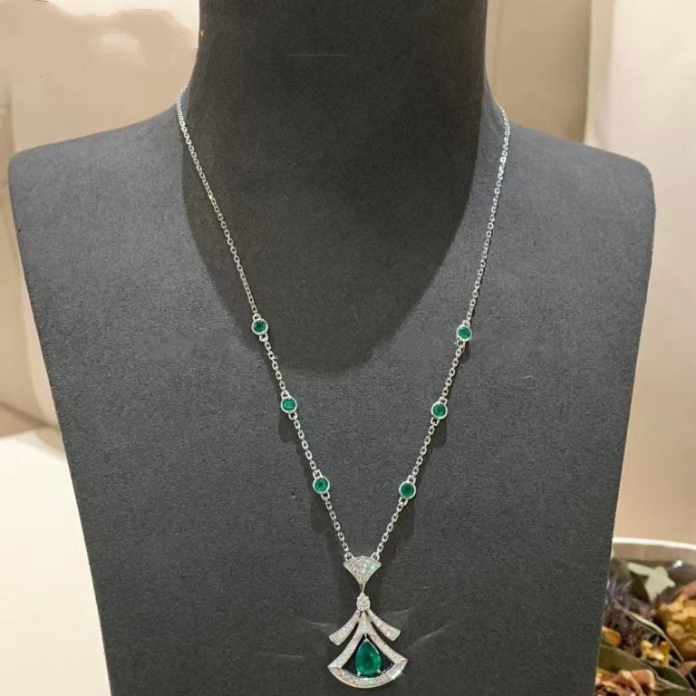 [baslovejewels]DREAM NECKLACE MALACHITE DIAMOND SILVER