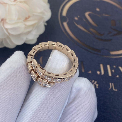 [baslovejewels]SERPENTI RING PINK GOLD DIAMOND PAVED 4MM