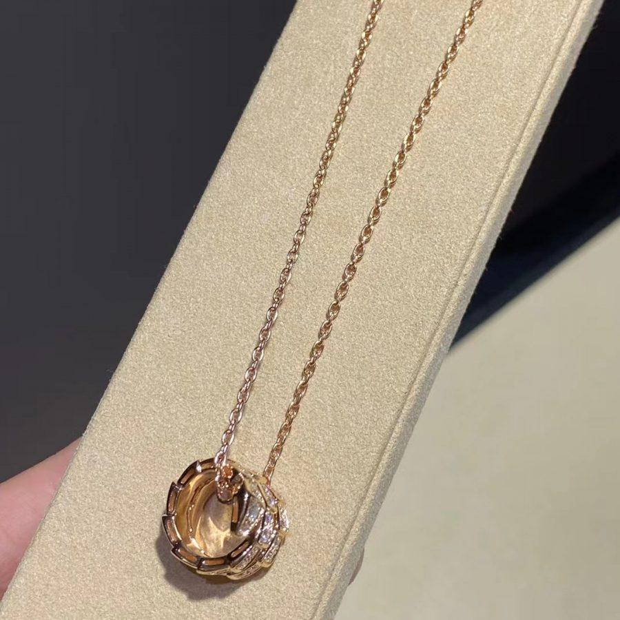 [baslovejewels]SERPENTI PINK GOLD NECKLACE DOUBLE RING DIAMOND