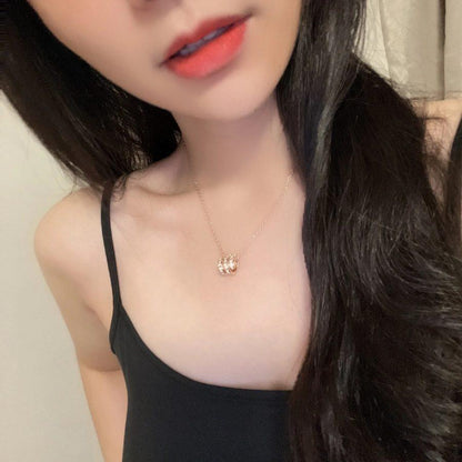 [baslovejewels]SERPENTI PINK GOLD NECKLACE DOUBLE RING DIAMOND