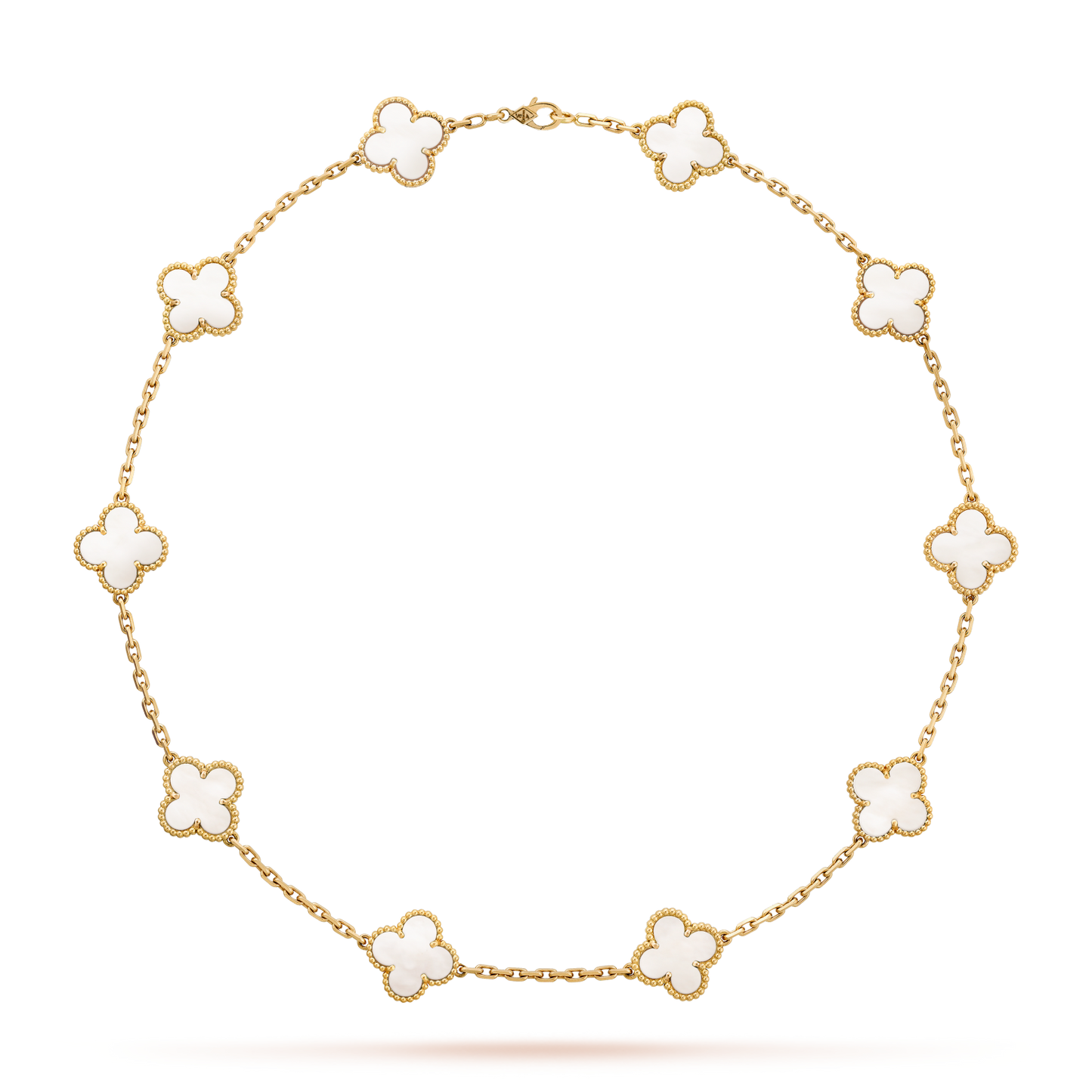 [baslovejewels]CLOVER 10 MOTIFS WHITE MOTHER OF PEARL NECKLACE