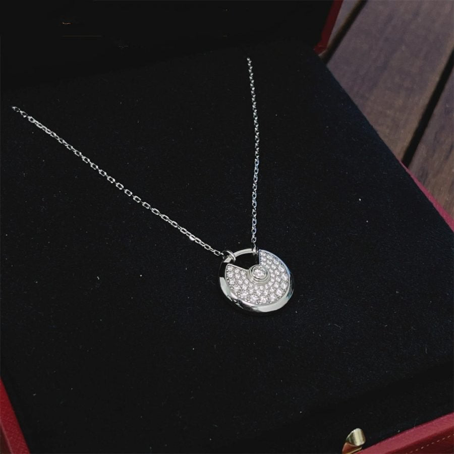 [baslovejewels]AMULETTE SILVER FULL DIAMOND NECKLACE