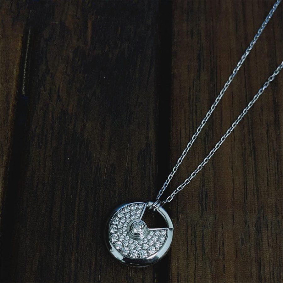 [baslovejewels]AMULETTE SILVER FULL DIAMOND NECKLACE