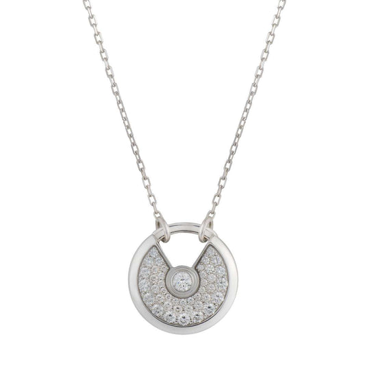 [baslovejewels]AMULETTE SILVER FULL DIAMOND NECKLACE