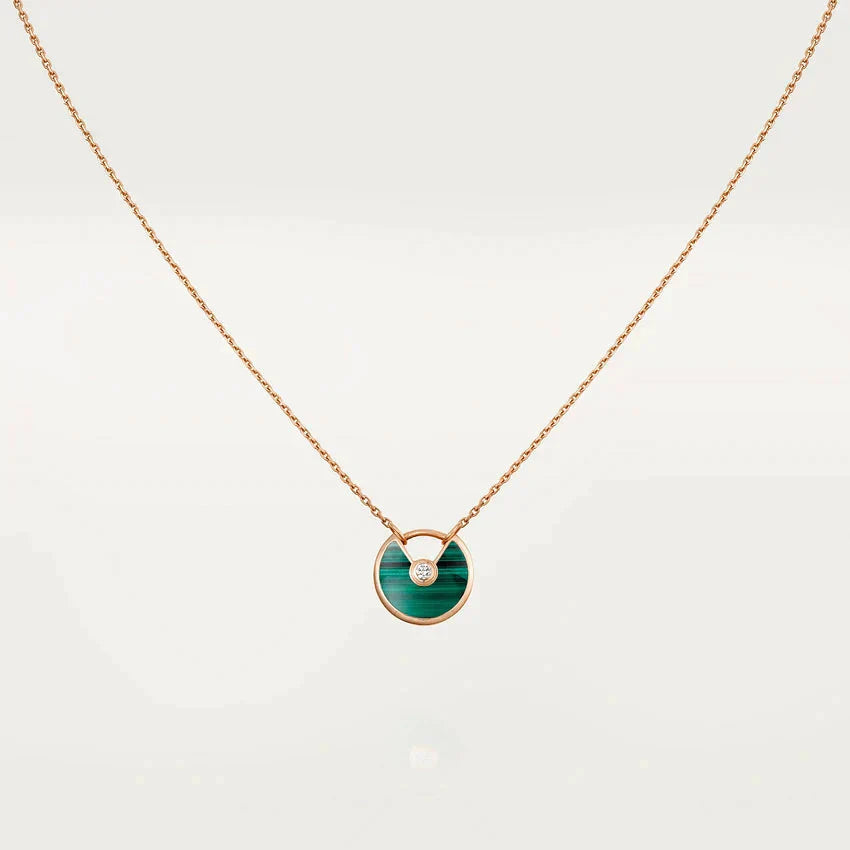 [baslovejewels]AMULETTE ROSE GOLD MALACHITE NECKLACE