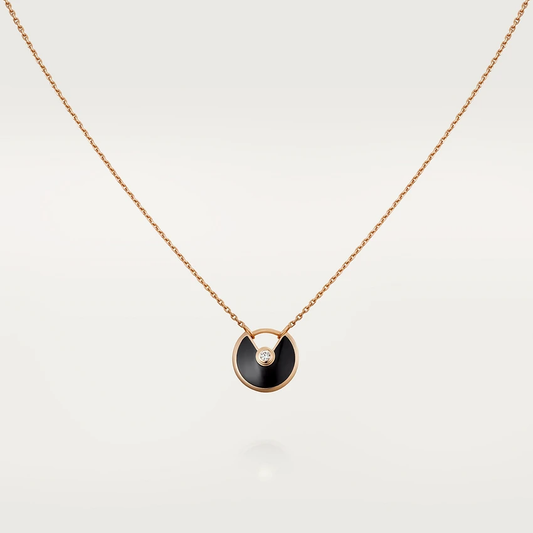 [baslovejewels]AMULETTE ROSE GOLD ONYX NECKLACE