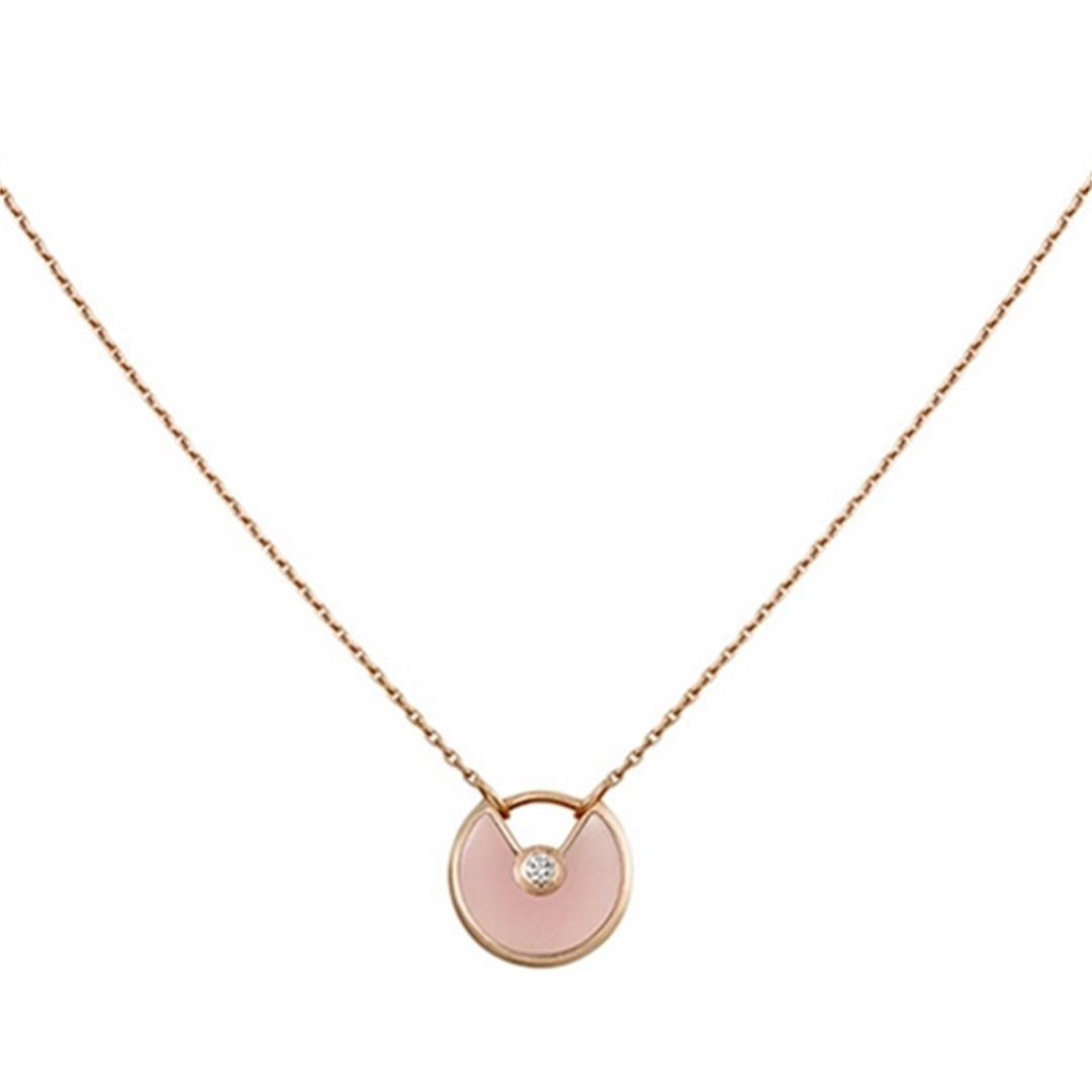 [baslovejewels]AMULETTE ROSE GOLD PINK MOP NECKLACE