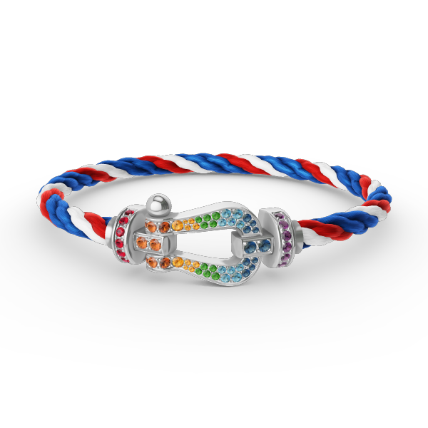 [baslovejewels]FORC LARGE HORSESHOE  COLORED DIAMOND BRACELET SILVER