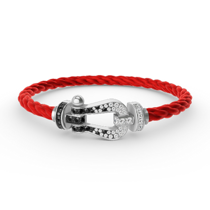 [baslovejewels]FORCE LARGE HORSESHOE BLACK WHITE DIAMOND BRACELET SILVER