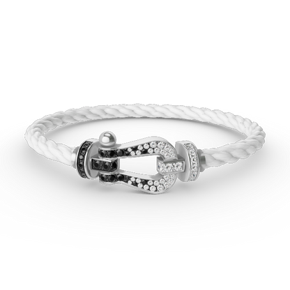 [baslovejewels]FORCE LARGE HORSESHOE BLACK WHITE DIAMOND BRACELET SILVER