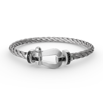 [baslovejewels]FORCE LARGE HORSESHOE BLACK DIAMOND BRACELET SILVER