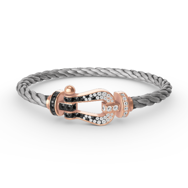 [baslovejewels]FORCE LARGE HORSESHOE BLACK WHITE DIAMOND BRACELET ROSE GOLD