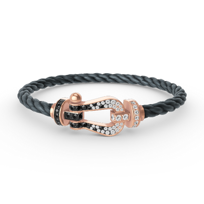 [baslovejewels]FORCE LARGE HORSESHOE BLACK WHITE DIAMOND BRACELET ROSE GOLD