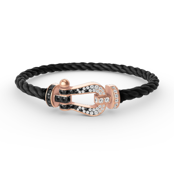 [baslovejewels]FORCE LARGE HORSESHOE BLACK WHITE DIAMOND BRACELET ROSE GOLD