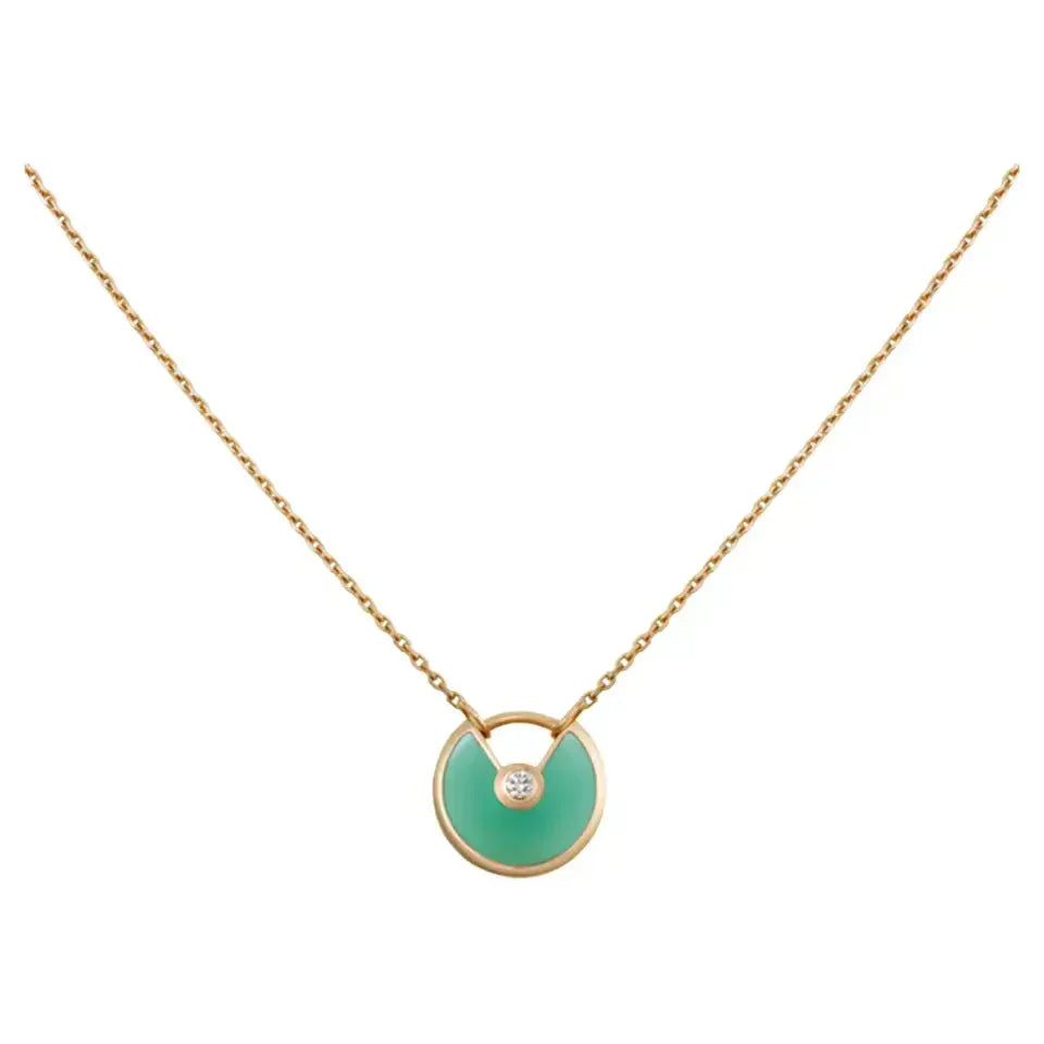 [baslovejewels]AMULETTE GOLD MALACHITE NECKLACE