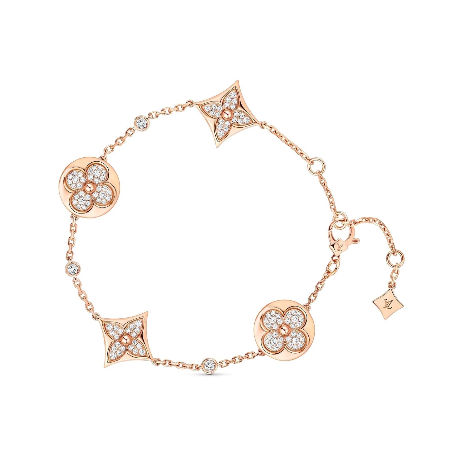 [baslovejewels]STAR AND SUN 4 MOTIFS GOLD DIAMONDS BRACELET