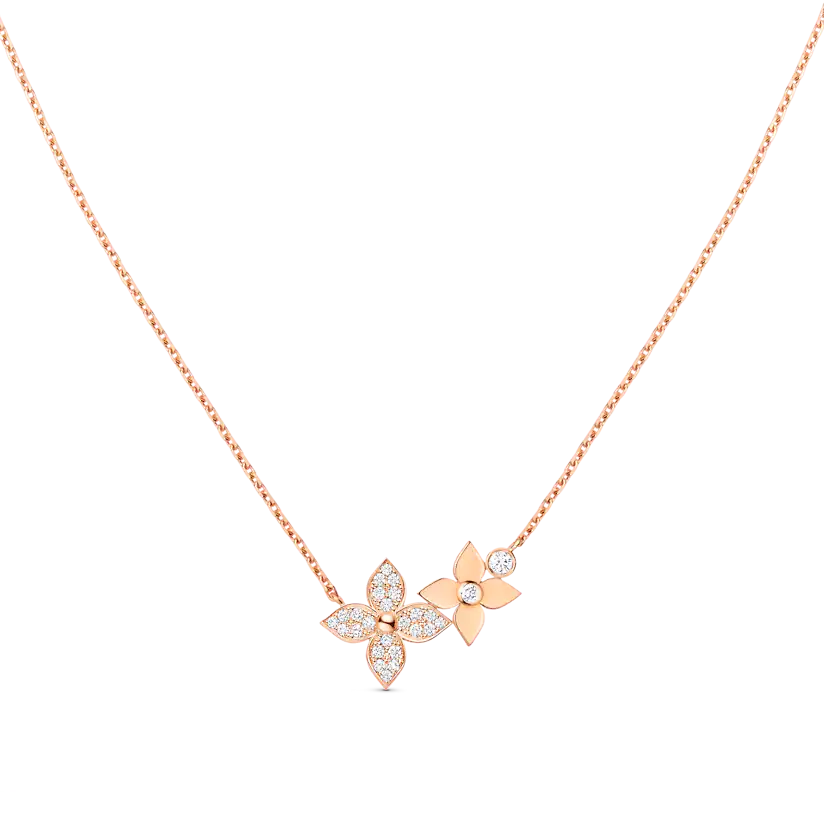 [baslovejewels]STAR BLOSSOM NECKLACE PINK GOLD DIAMONDS