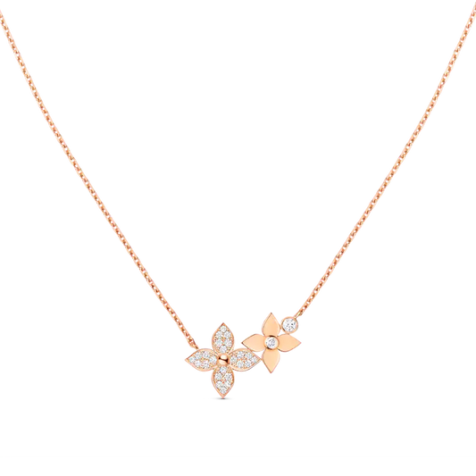 [baslovejewels]STAR BLOSSOM NECKLACE PINK GOLD DIAMONDS