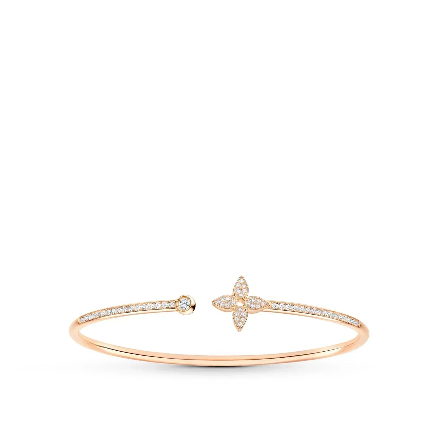 [baslovejewels]IDYLLE PINK GOLD OPEN BRACELET DIAMOND PAVED