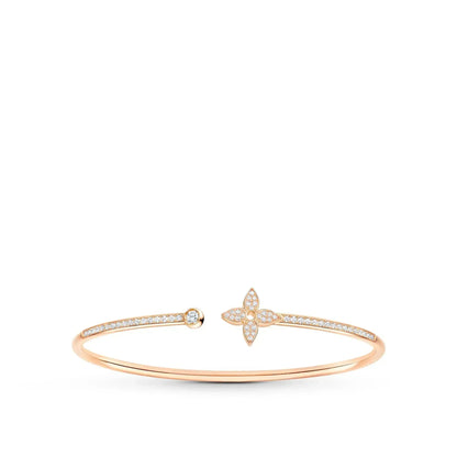 [baslovejewels]IDYLLE PINK GOLD OPEN BRACELET DIAMOND PAVED