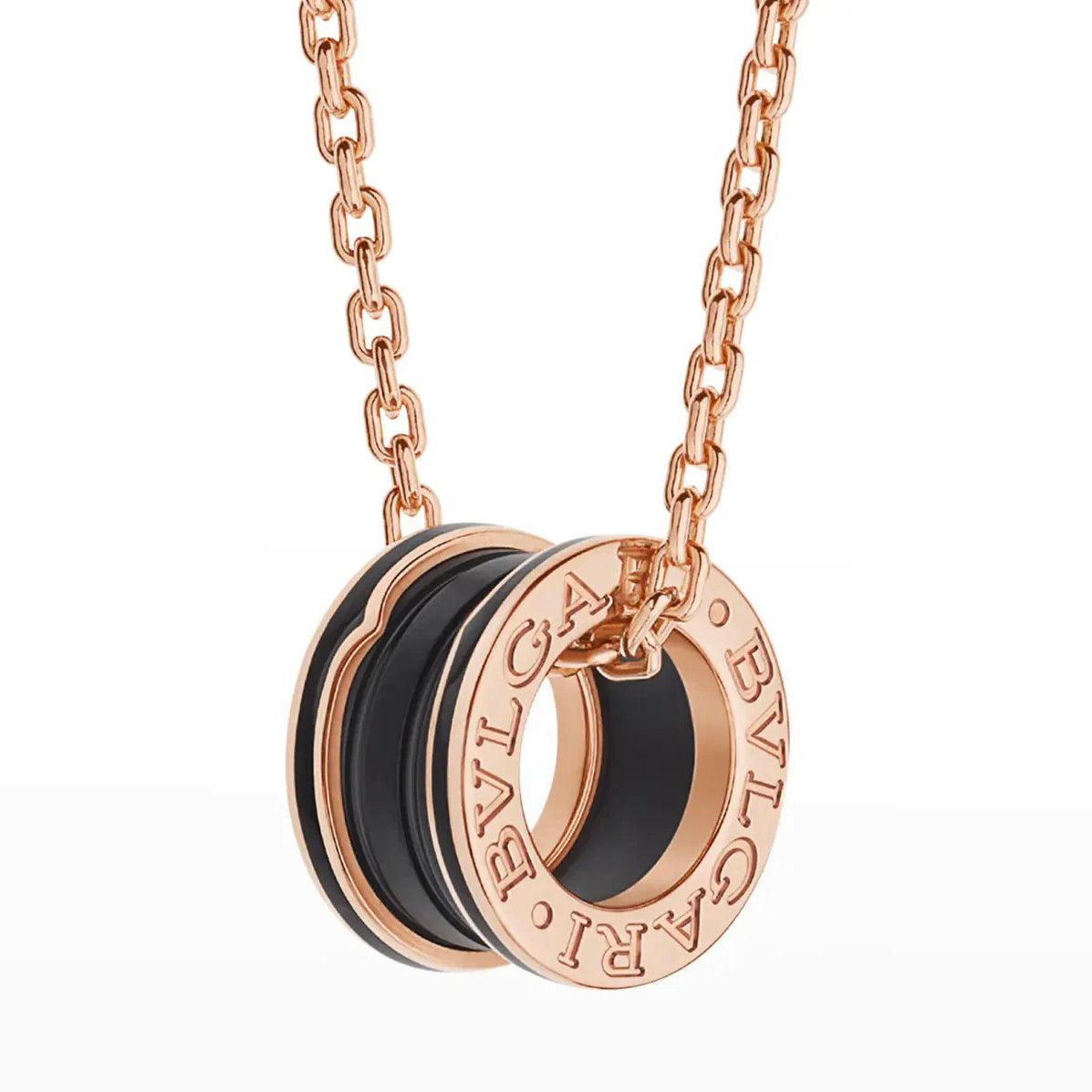 [baslovejewels]ZERO 1 BLACK CERAMIC PINK GOLD NECKLACE