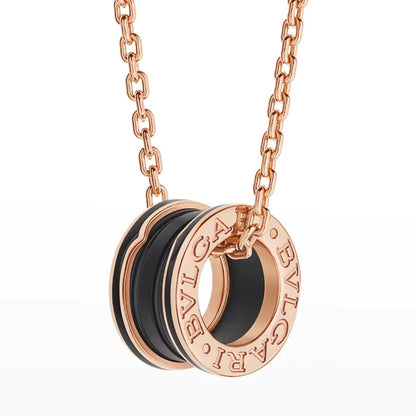 [baslovejewels]ZERO 1 BLACK CERAMIC PINK GOLD NECKLACE