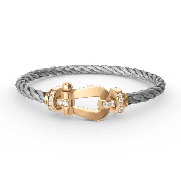[baslovejewels]FORCE LARGE HORSESHOE HALF DIAMOND BRACELET GOLD