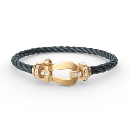 [baslovejewels]FORCE LARGE HORSESHOE HALF DIAMOND BRACELET GOLD