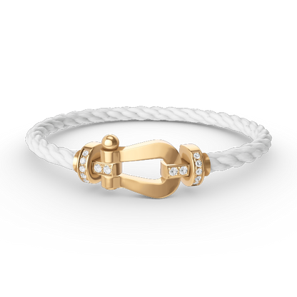 [baslovejewels]FORCE LARGE HORSESHOE HALF DIAMOND BRACELET GOLD