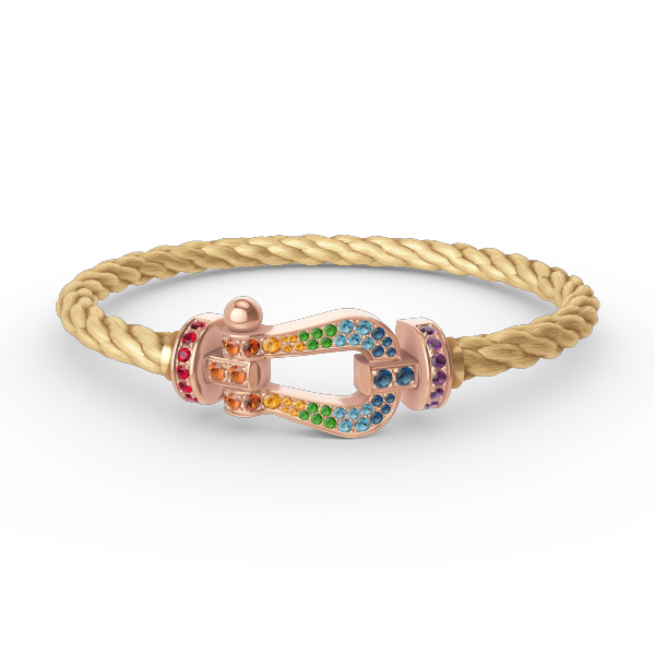 [baslovejewels]FORCE LARGE HORSESHOE  COLORED DIAMOND BRACELET ROSE GOLD