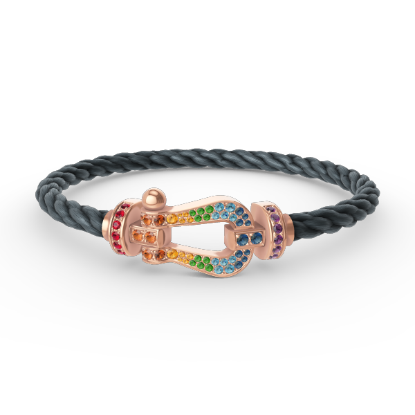 [baslovejewels]FORCE LARGE HORSESHOE  COLORED DIAMOND BRACELET ROSE GOLD