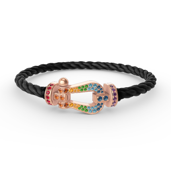 [baslovejewels]FORCE LARGE HORSESHOE  COLORED DIAMOND BRACELET ROSE GOLD