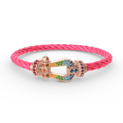 [baslovejewels]FORCE LARGE HORSESHOE  COLORED DIAMOND BRACELET ROSE GOLD