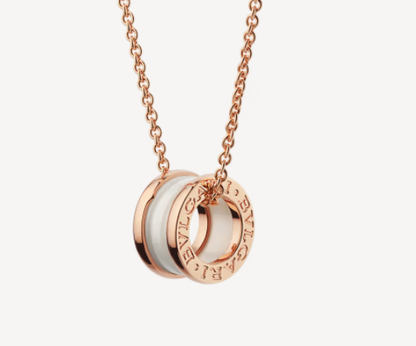 [baslovejewels]ZERO 1 WHITE CERAMIC PINK GOLD NECKLACE