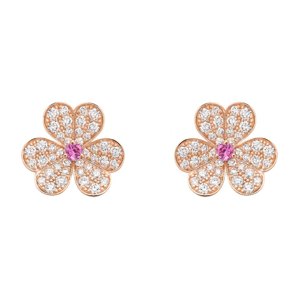 [basloveJW]FRIVOLE PINK GOLD FLOWER DIAMOND EARRINGS