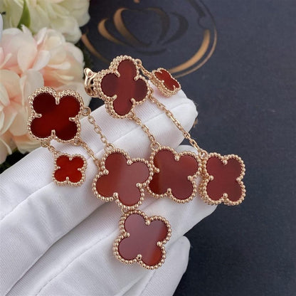 [basloveJW]CLOVER EARRINGS CARNELIAN 4 MOTIFS PINK GOLD