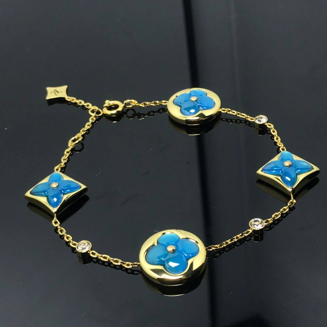 [baslovejewels]STAR AND SUN 4 MOTIF BLUE BRACELET