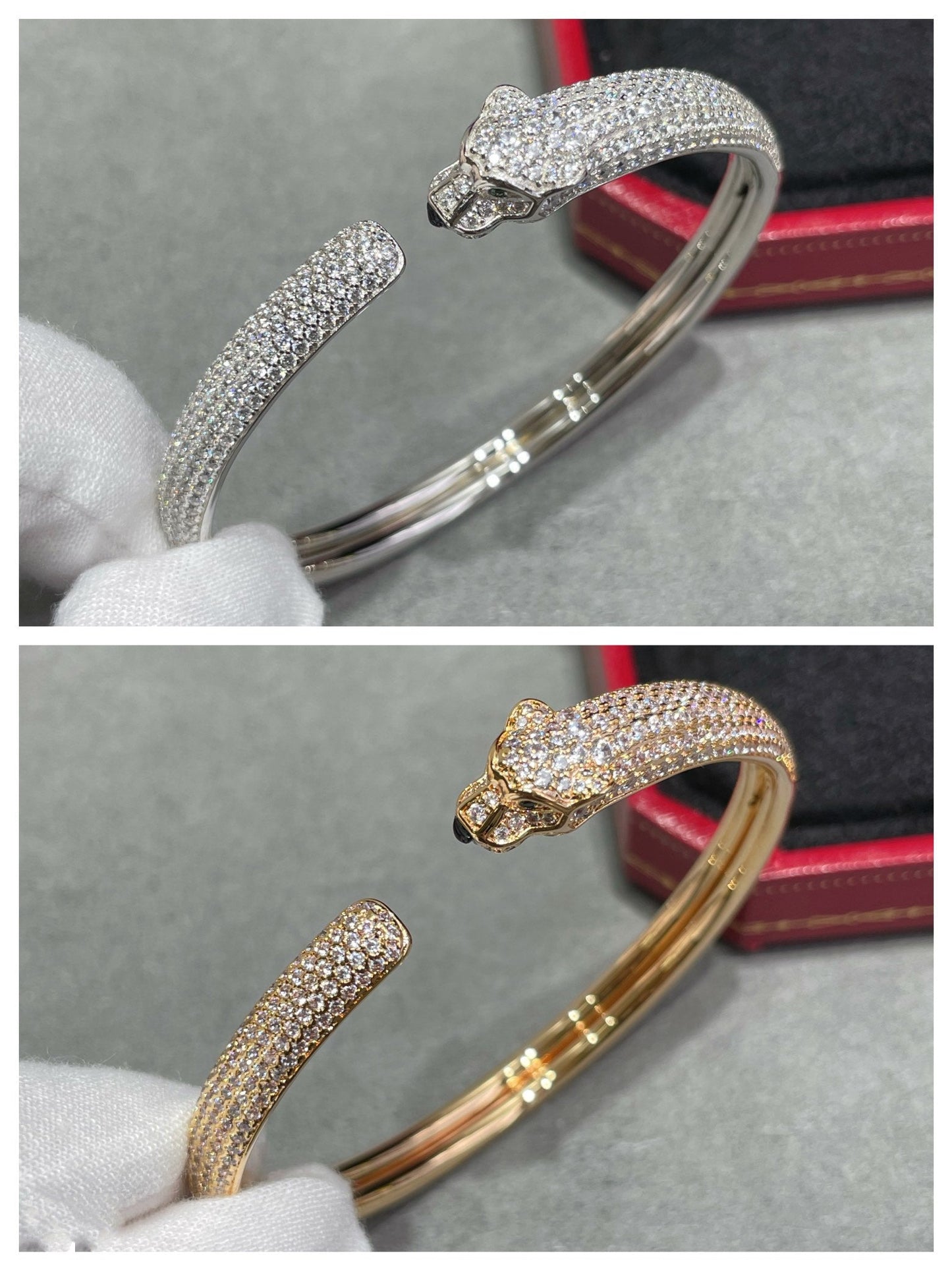 [baslovejewels]PANTHERE FULL DIAMOND OPEN BRACELET