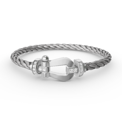 [baslovejewels]FORCE LARGE HORSESHOE HALF DIAMOND BRACELET SILVER