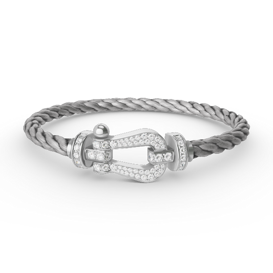 [baslovejewels]FORCE LARGE HORSESHOE FULL DIAMOND BRACELET SILVER