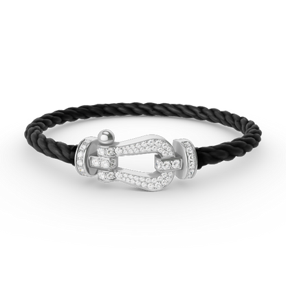 [baslovejewels]FORCE LARGE HORSESHOE FULL DIAMOND BRACELET SILVER